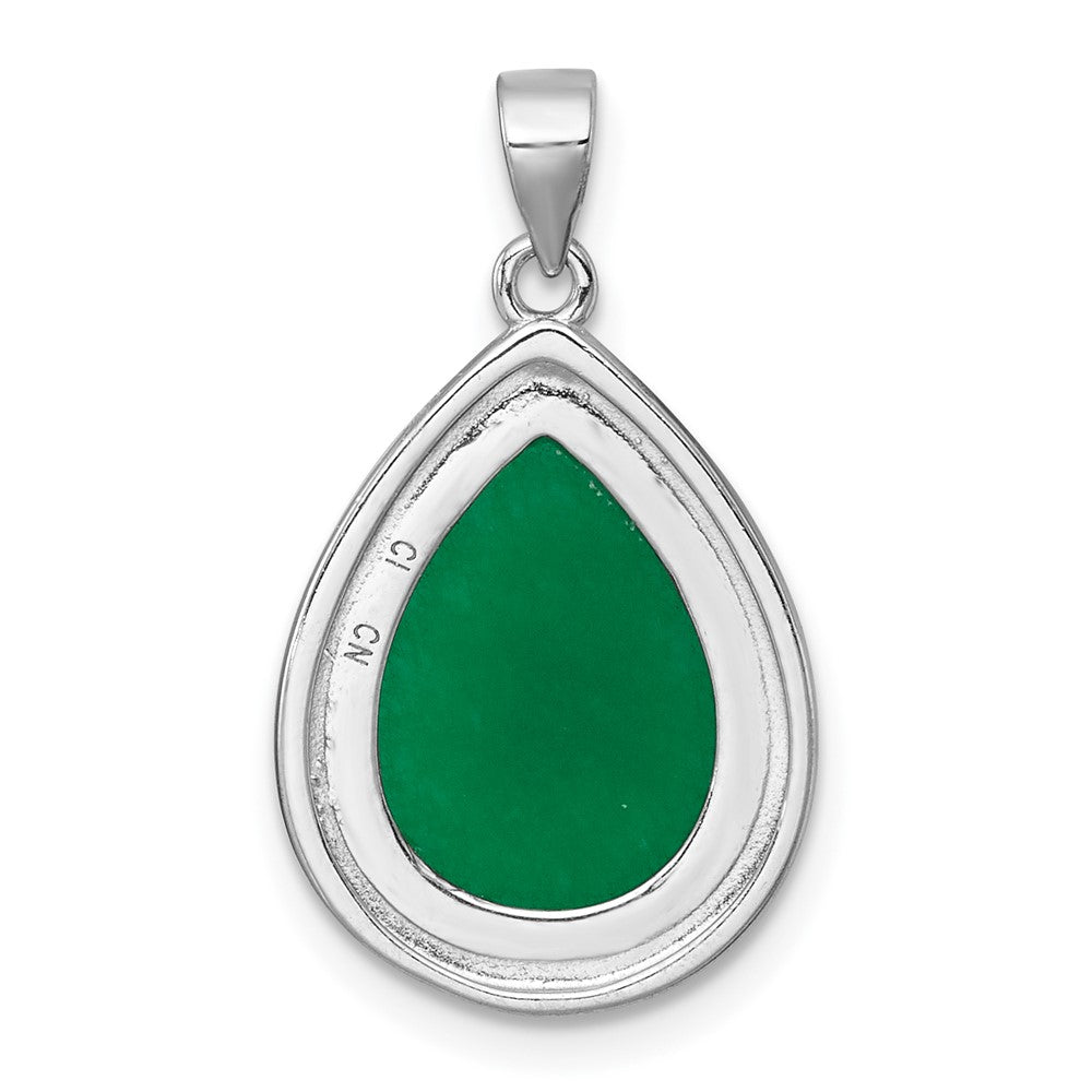 Sterlingsilber Rhodiniert Tropfen Geformt Dyed Jade Quarz Anhänger