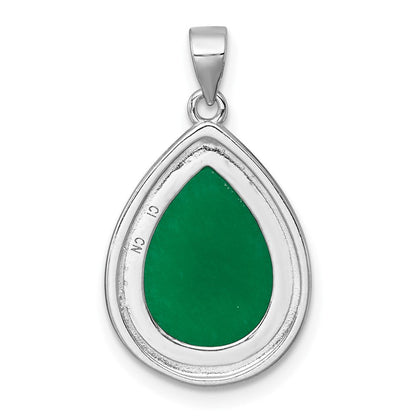 Sterlingsilber Rhodiniert Tropfen Geformt Dyed Jade Quarz Anhänger