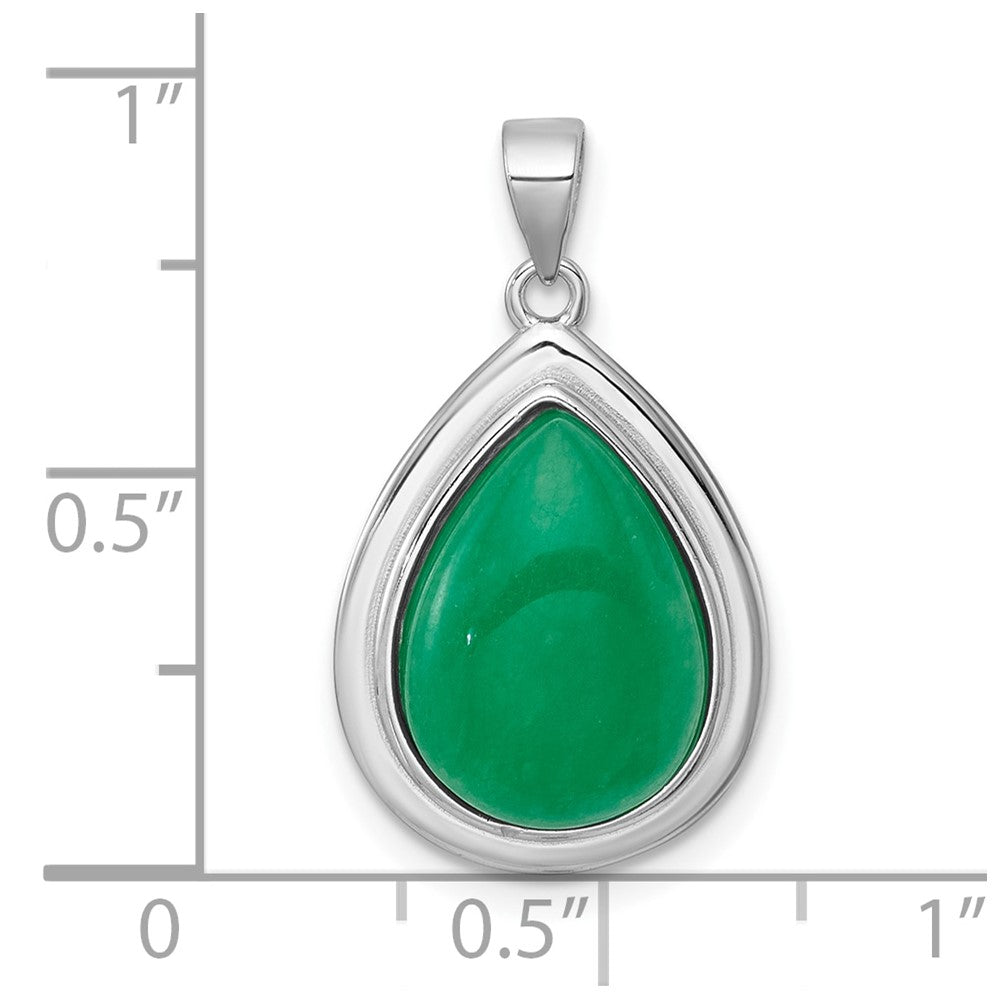 Sterlingsilber Rhodiniert Tropfen Geformt Dyed Jade Quarz Anhänger