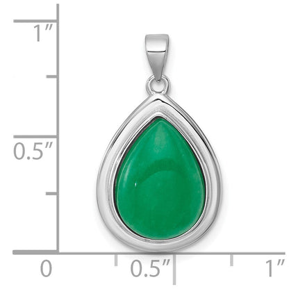 Sterlingsilber Rhodiniert Tropfen Geformt Dyed Jade Quarz Anhänger