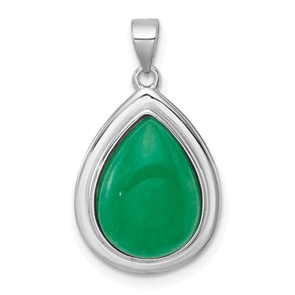 Sterlingsilber Rhodiniert Tropfen Geformt Dyed Jade Quarz Anhänger