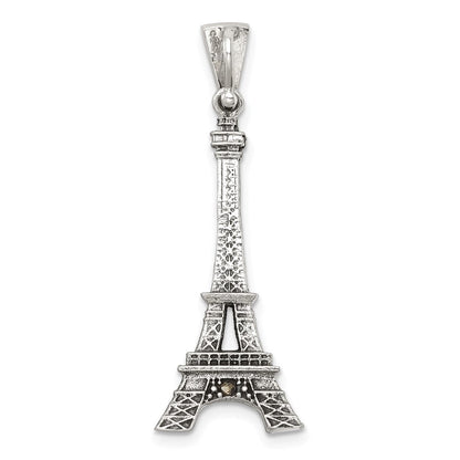 Sterlingsilber Antikisiert Markasit 3-d Eiffel Tower Anhänger