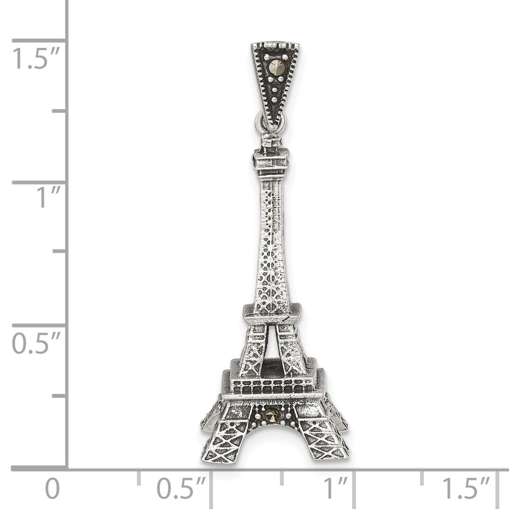 Sterlingsilber Antikisiert Markasit 3-d Eiffel Tower Anhänger
