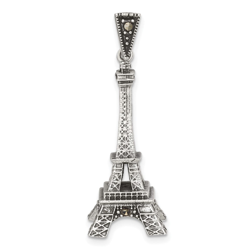 Sterlingsilber Antikisiert Markasit 3-d Eiffel Tower Anhänger