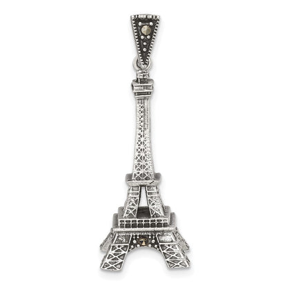 Sterlingsilber Antikisiert Markasit 3-d Eiffel Tower Anhänger