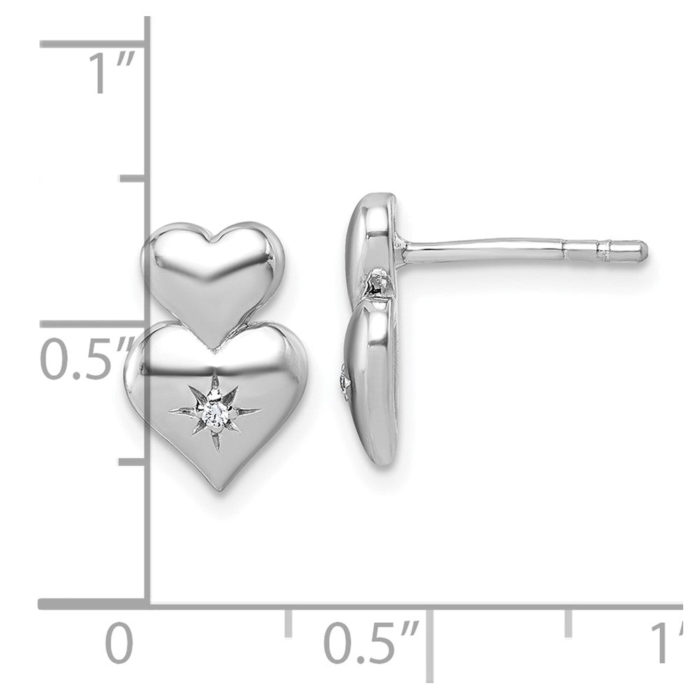 Sterlingsilber Rhodiniert Zirkonia Doppelt Herz Ohrstecker