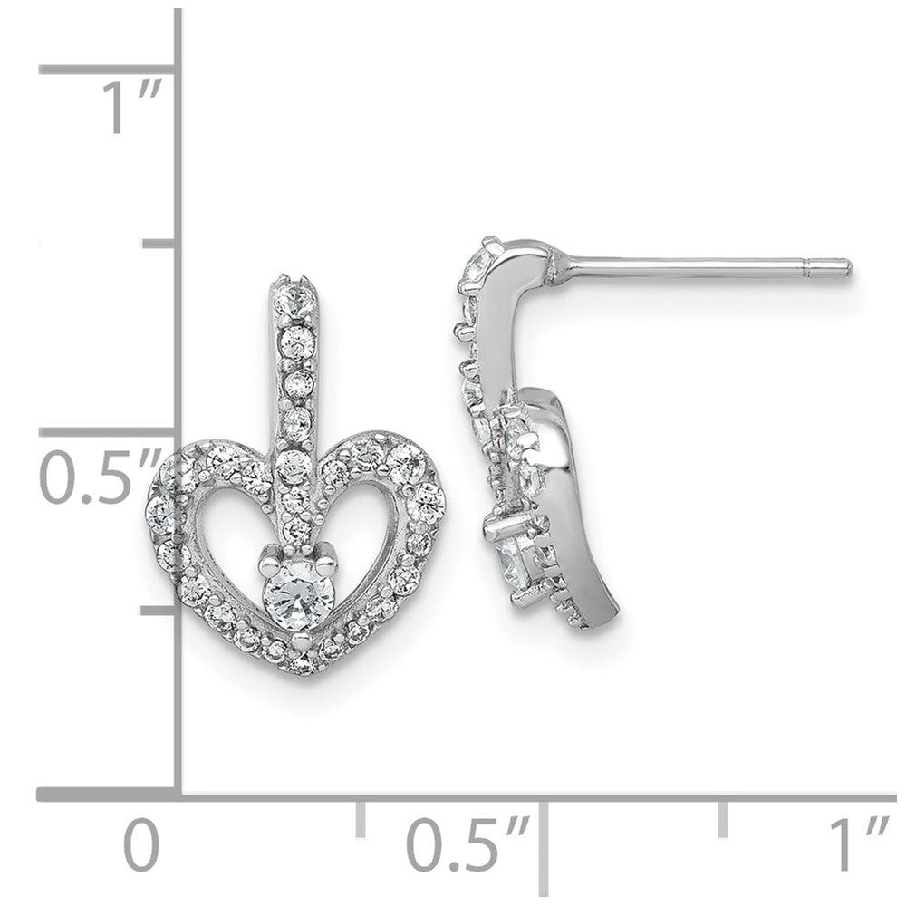 Sterlingsilber Rhodiniert Poliert Zirkonia Herz Ohrstecker
