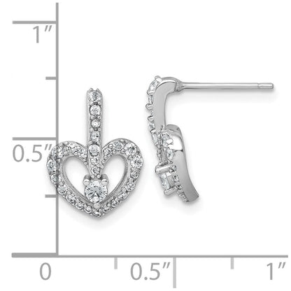 Sterlingsilber Rhodiniert Poliert Zirkonia Herz Ohrstecker