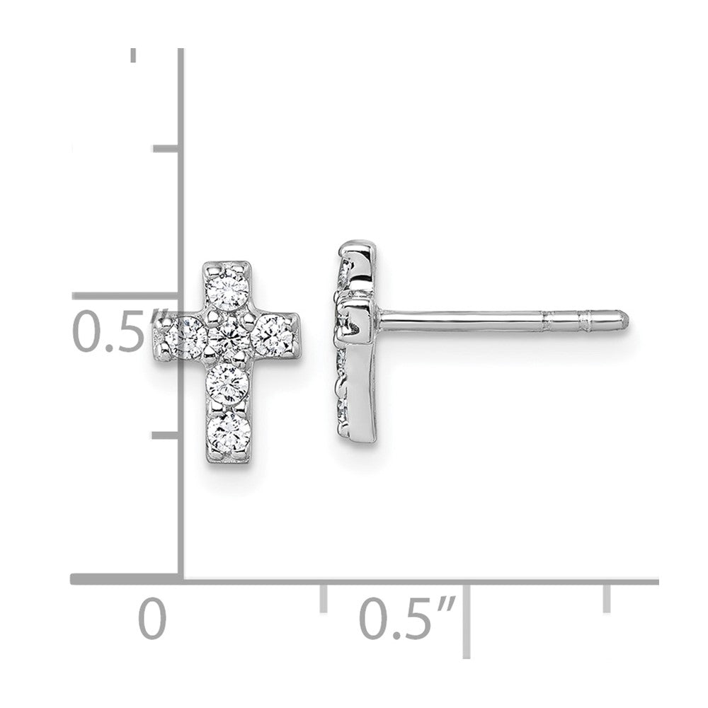 Sterlingsilber Rhodiniert Kinder Zirkonia Kreuz Ohrringe