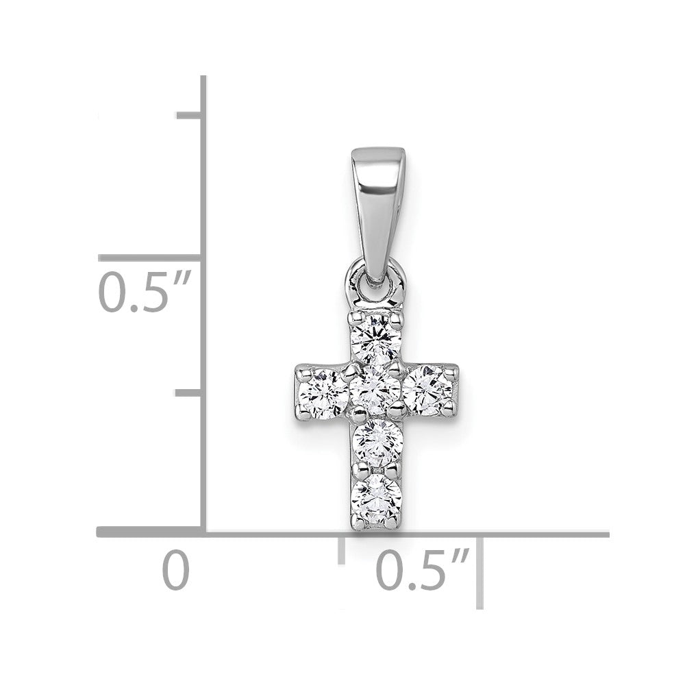 Sterlingsilber Rhodiniert Kinder Zirkonia Kreuz Anhänger