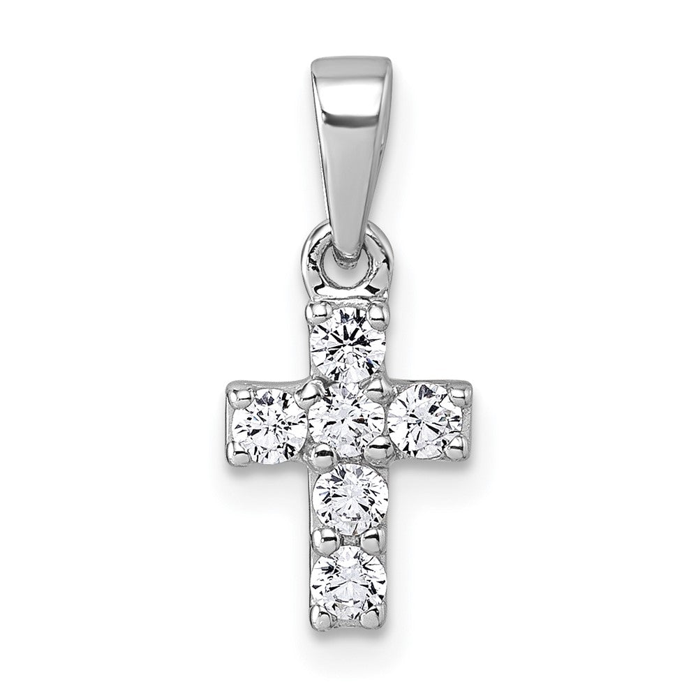 Sterlingsilber Rhodiniert Kinder Zirkonia Kreuz Anhänger