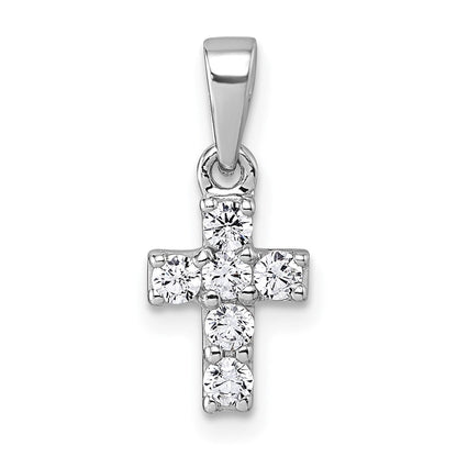 Sterlingsilber Rhodiniert Kinder Zirkonia Kreuz Anhänger