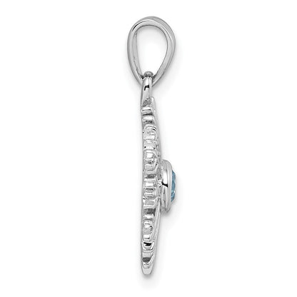 Sterlingsilber Rhodiniert Blau Zirkonia Schneeflocke Anhänger