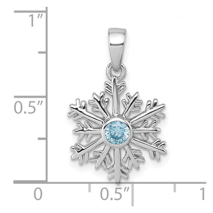 Sterlingsilber Rhodiniert Blau Zirkonia Schneeflocke Anhänger