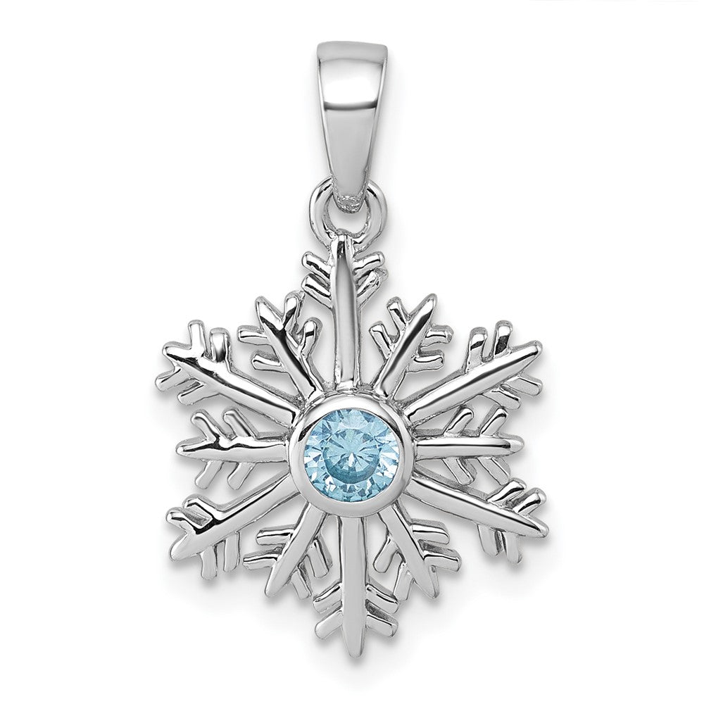 Sterlingsilber Rhodiniert Blau Zirkonia Schneeflocke Anhänger