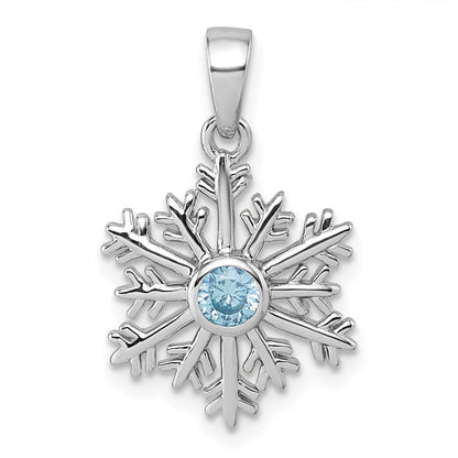 Sterlingsilber Rhodiniert Blau Zirkonia Schneeflocke Anhänger