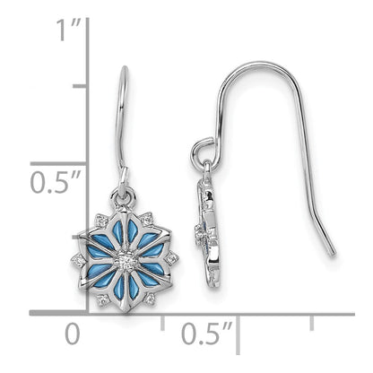 Sterlingsilber Rhodiniert Blau Emaille & Weiß Zirkonia Ohrhänger