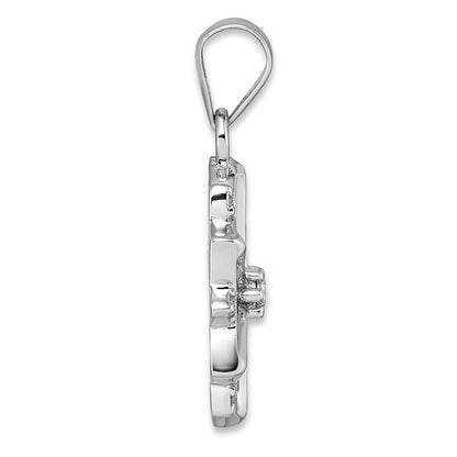 Sterlingsilber Rhodiniert Blau Emaille & Weiß Zirkonia Anhänger