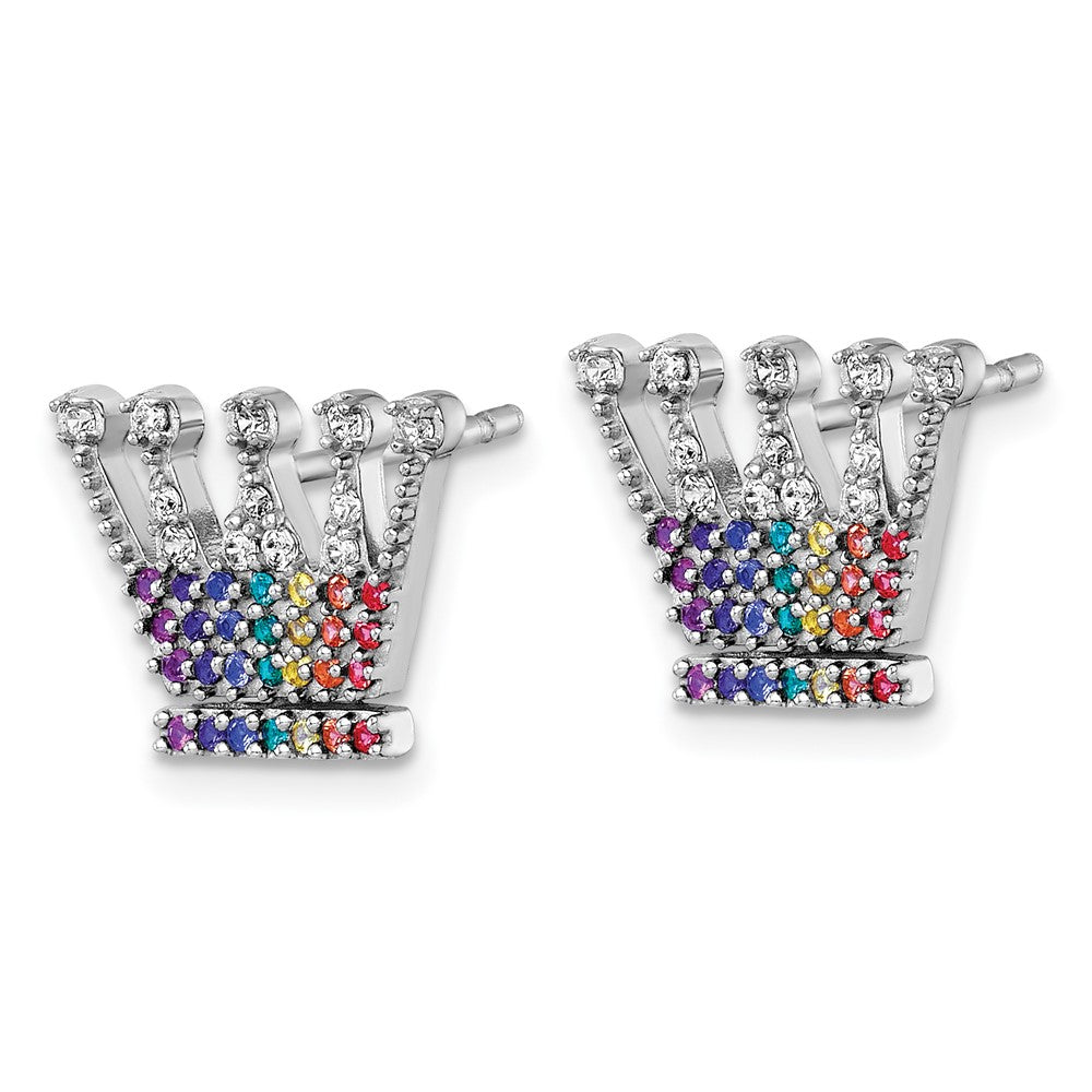 Sterlingsilber Rhodiniert Mehrfarbig Nano Crystals Krone Ohrstecker