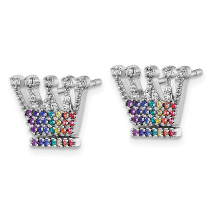 Sterlingsilber Rhodiniert Mehrfarbig Nano Crystals Krone Ohrstecker