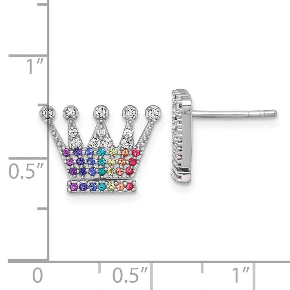 Sterlingsilber Rhodiniert Mehrfarbig Nano Crystals Krone Ohrstecker