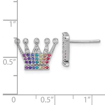 Sterlingsilber Rhodiniert Mehrfarbig Nano Crystals Krone Ohrstecker