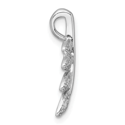 Sterlingsilber Rhodiniert Poliert Zirkonia Blatt Kette Anhänger