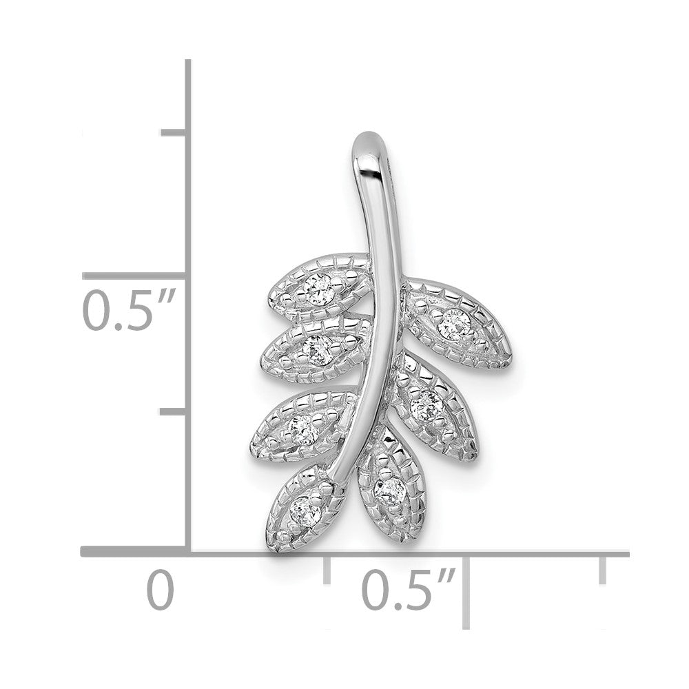 Sterlingsilber Rhodiniert Poliert Zirkonia Blatt Kette Anhänger