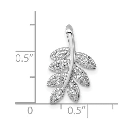 Sterlingsilber Rhodiniert Poliert Zirkonia Blatt Kette Anhänger