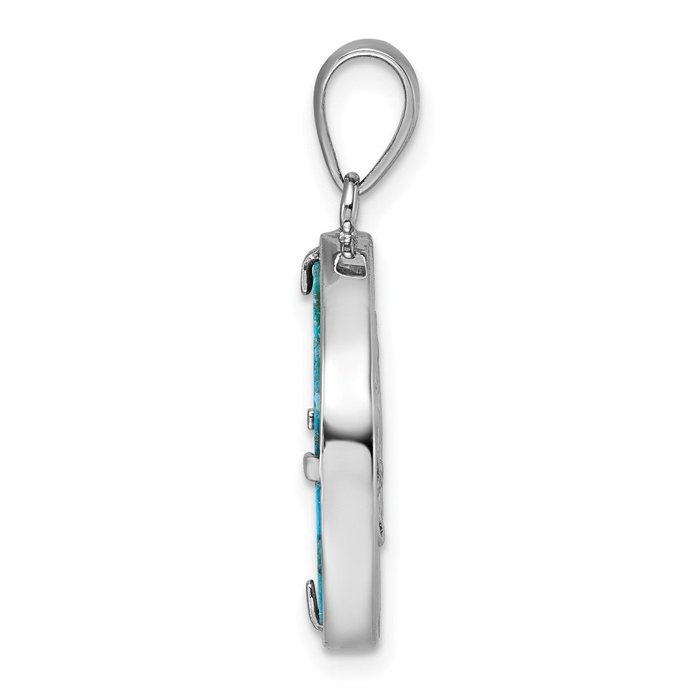 Sterlingsilber Rhodiniert Compressed Türkis Baum Of Leben Anhänger