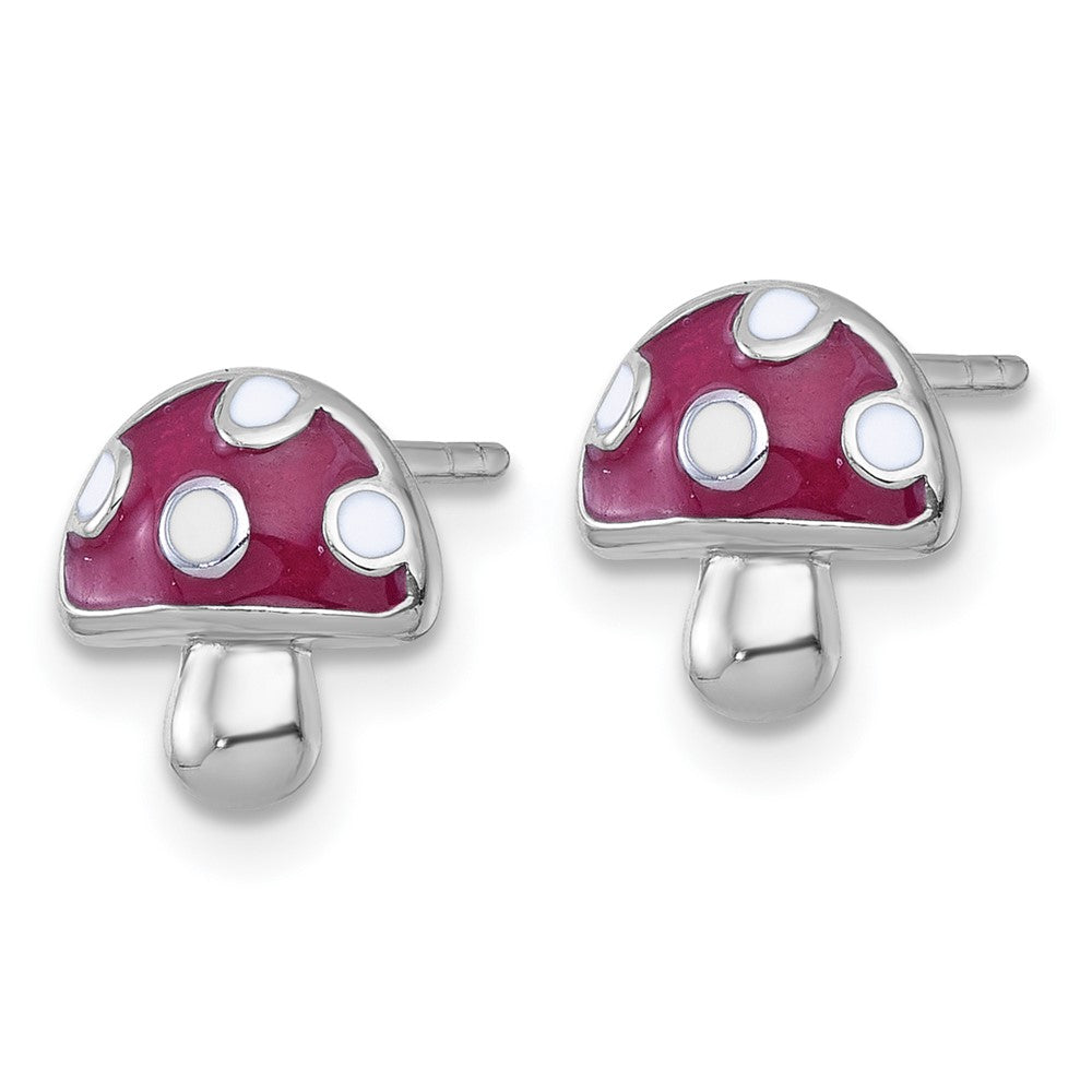 Sterlingsilber Rhodiniert Poliert Emailliert Mushroom Ohrstecker