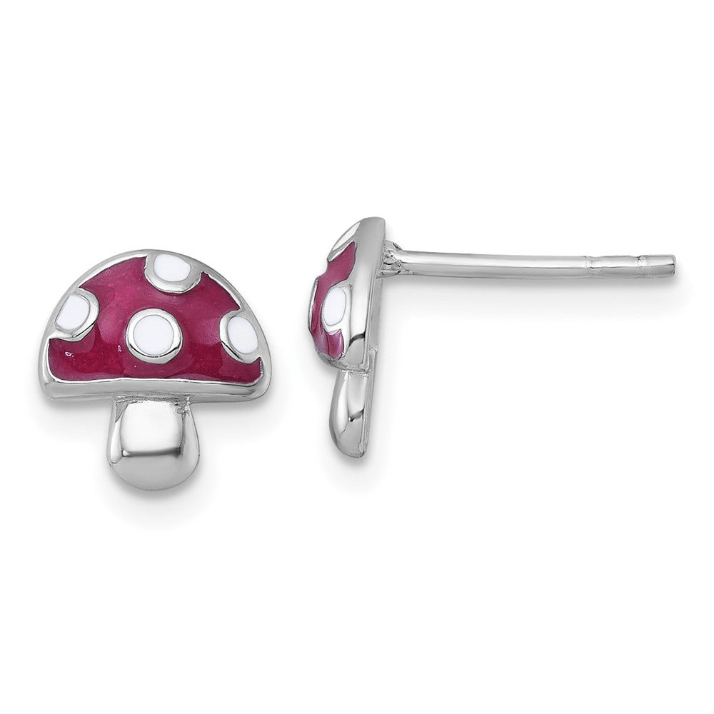 Sterlingsilber Rhodiniert Poliert Emailliert Mushroom Ohrstecker