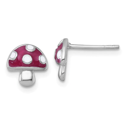 Sterlingsilber Rhodiniert Poliert Emailliert Mushroom Ohrstecker