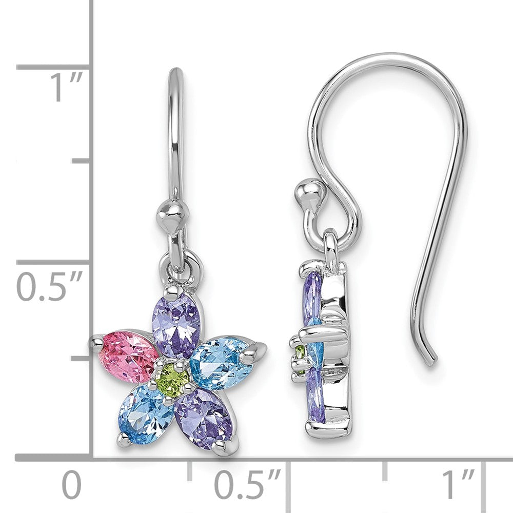 Sterlingsilber Rhodiniert Mehrfarbig Zirkonia Blume Ohrhänger