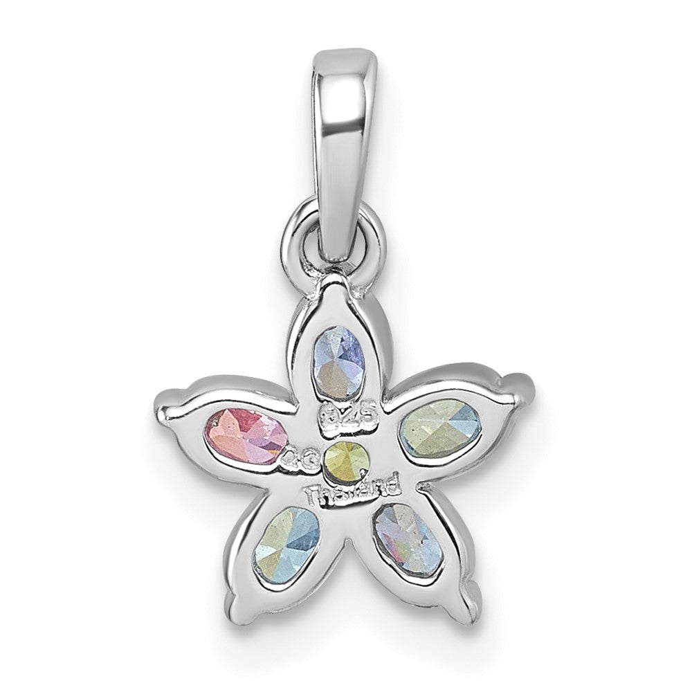 Sterlingsilber Rhodiniert Mehrfarbig Zirkonia Blume Anhänger