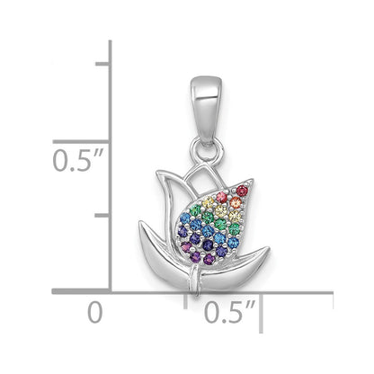 Sterlingsilber Rhodiniert Poliert Mehrfarbig Nano Crystals Tulpe Anhänger
