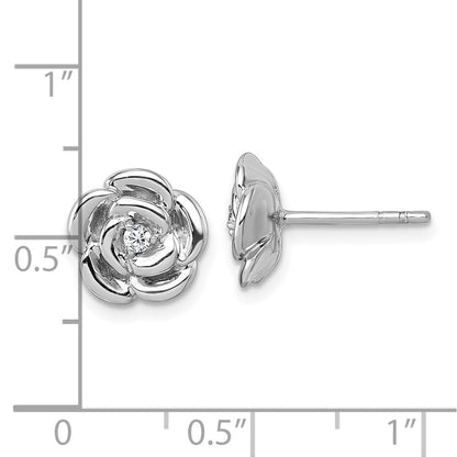 Sterlingsilber Rhodiniert Poliert Zirkonia Blume Ohrstecker