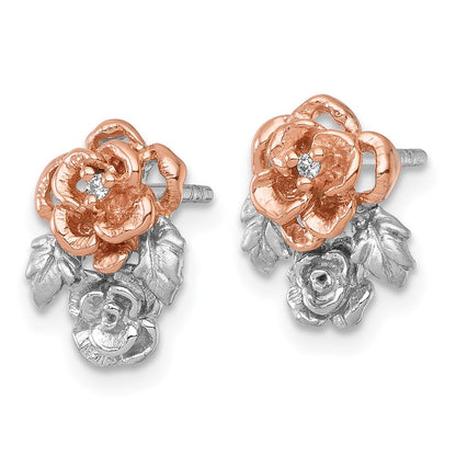 Sterlingsilber Rhodium und Rose Vergoldet Blume Ohrstecker