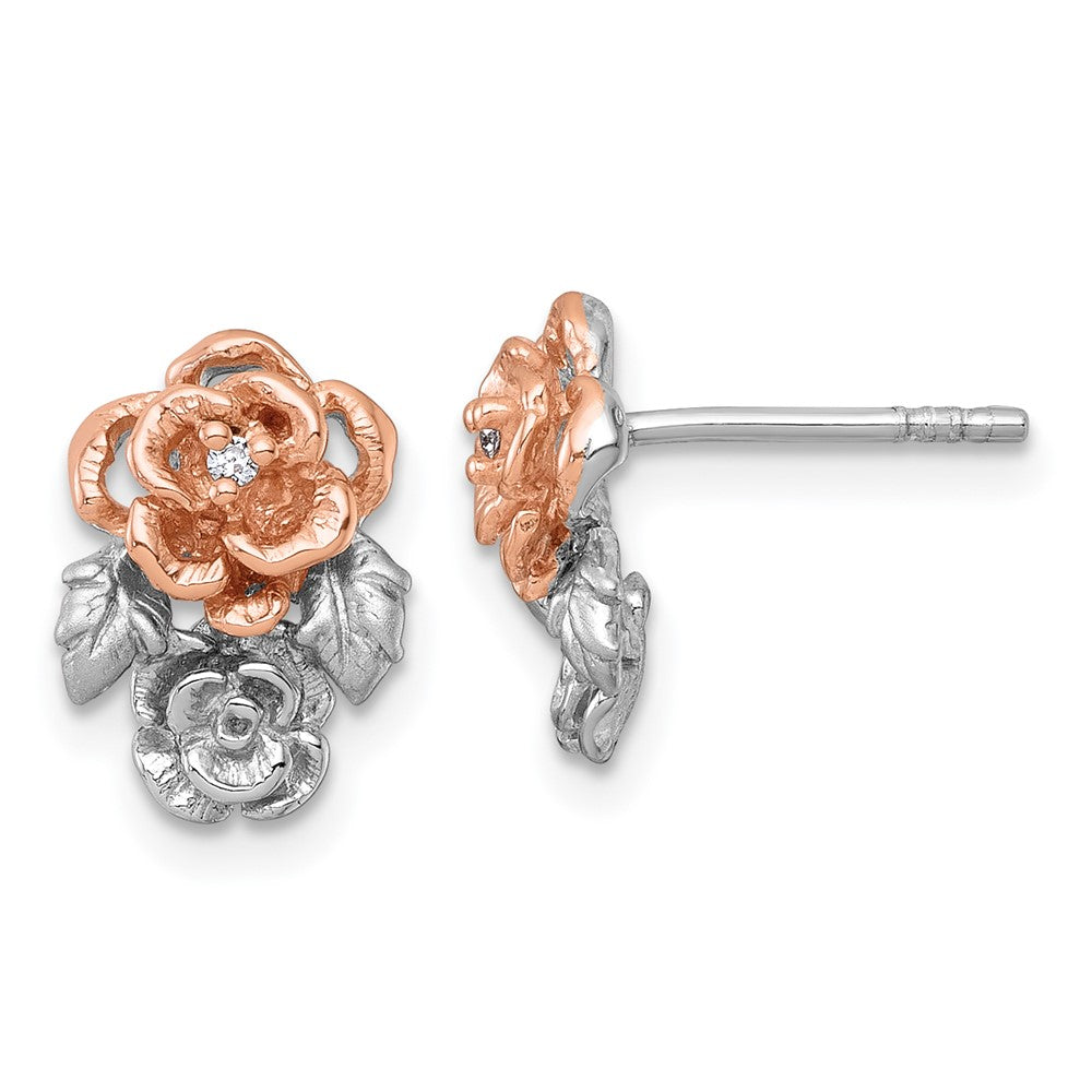 Sterlingsilber Rhodium und Rose Vergoldet Blume Ohrstecker