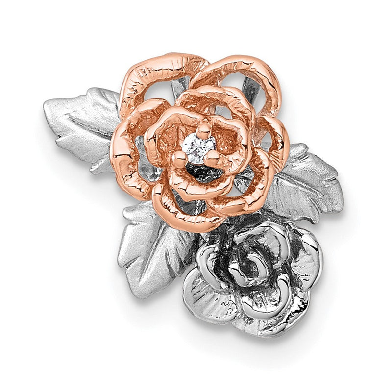 Sterlingsilber Rhodium und Rose Vergoldet Zirkonia Blume Kette Anhänger