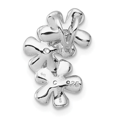 Sterlingsilber Rhodium und Vergoldet Zirkonia Drei Blume Kette Anhänger