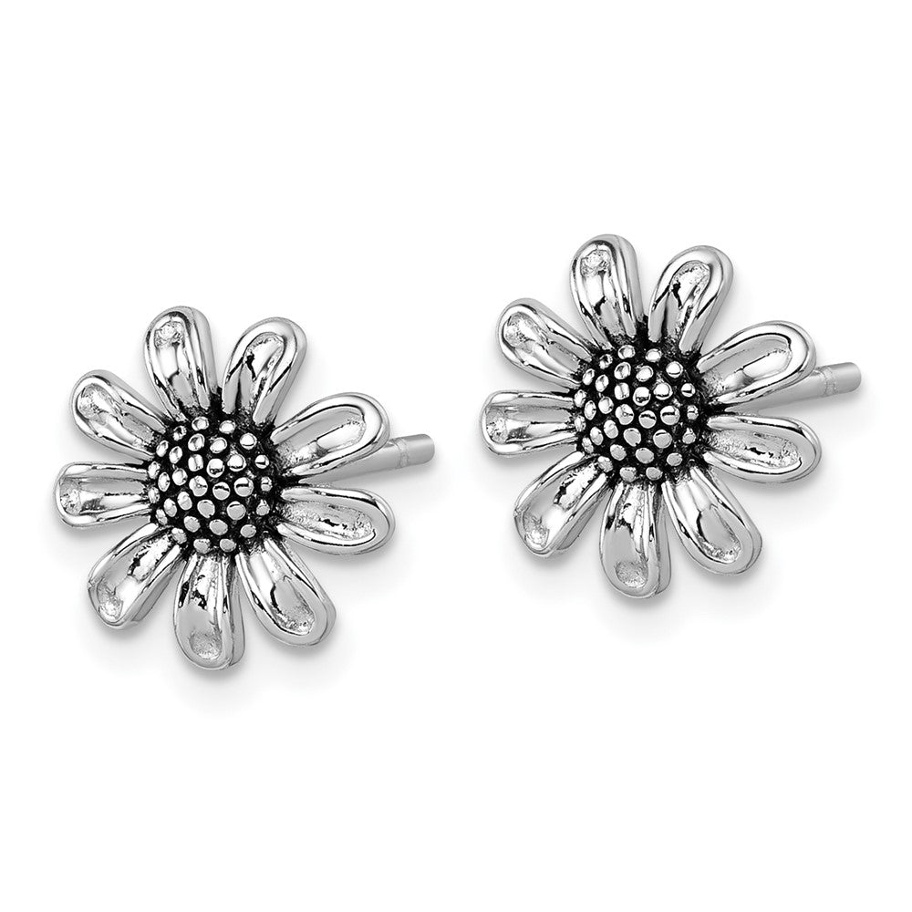 Sterlingsilber Rhodiniert Antikisiert Blume Ohrstecker