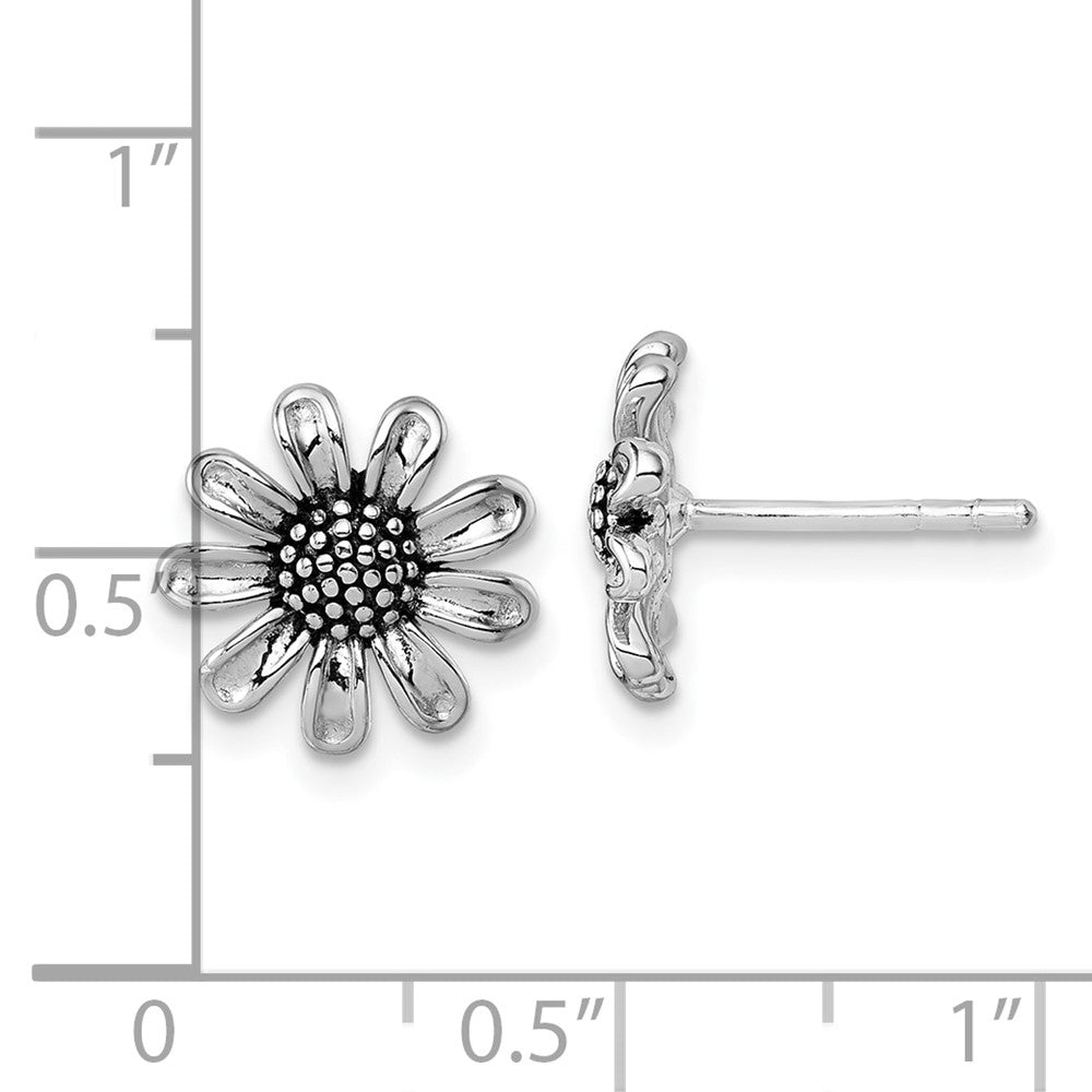 Sterlingsilber Rhodiniert Antikisiert Blume Ohrstecker