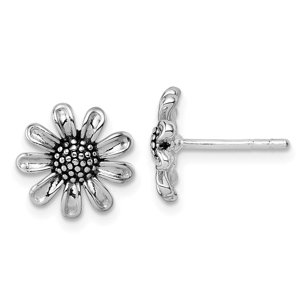 Sterlingsilber Rhodiniert Antikisiert Blume Ohrstecker
