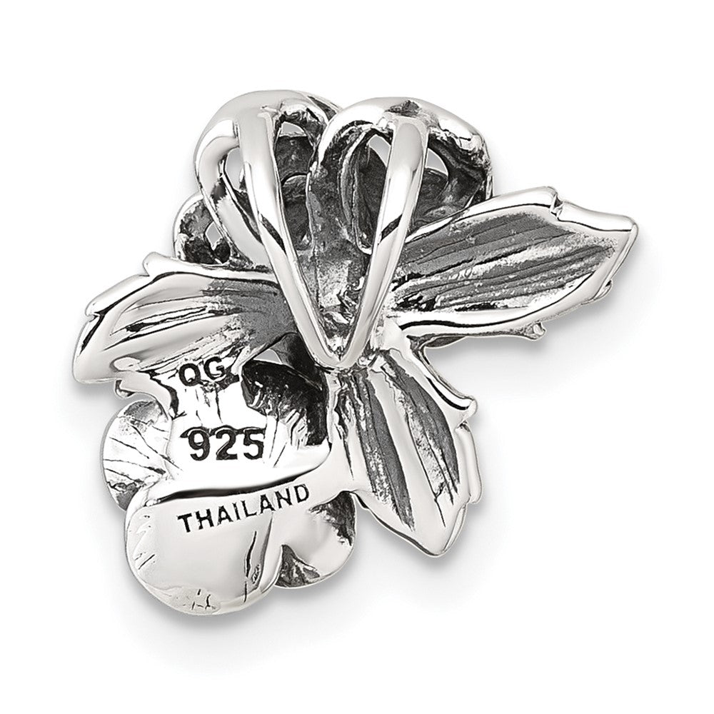 Sterlingsilber Antikisiert/polished Zirkonia Blume Kette Anhänger