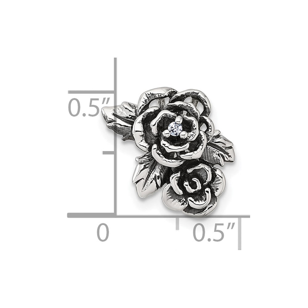 Sterlingsilber Antikisiert/polished Zirkonia Blume Kette Anhänger