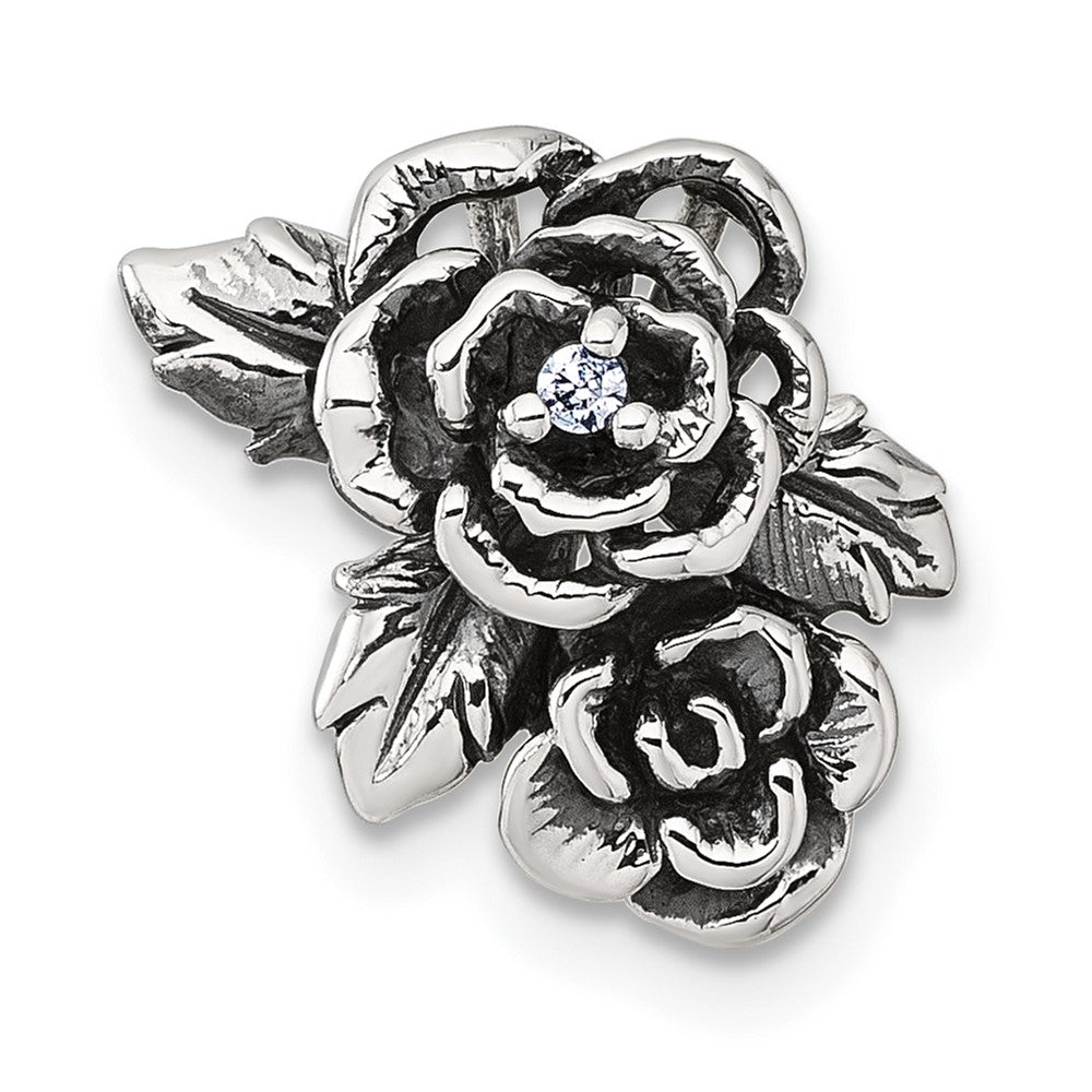 Sterlingsilber Antikisiert/polished Zirkonia Blume Kette Anhänger