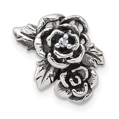 Sterlingsilber Antikisiert/polished Zirkonia Blume Kette Anhänger