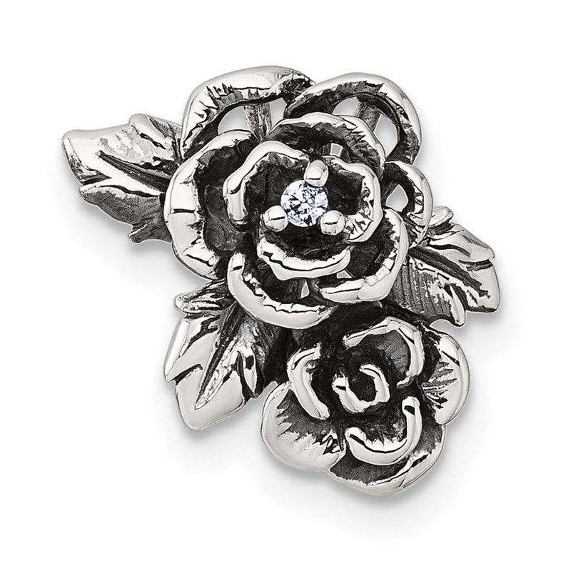 Sterlingsilber Antikisiert/polished Zirkonia Blume Kette Anhänger