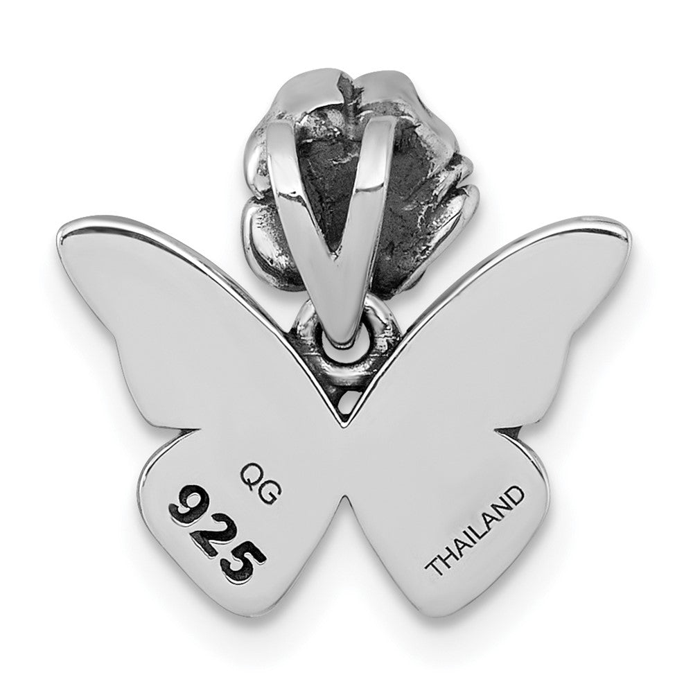 Sterlingsilber Antikisiert Schmetterling mit Blume Anhänger